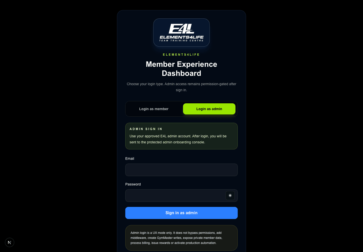 Membership and Operations Platform admin access real capture